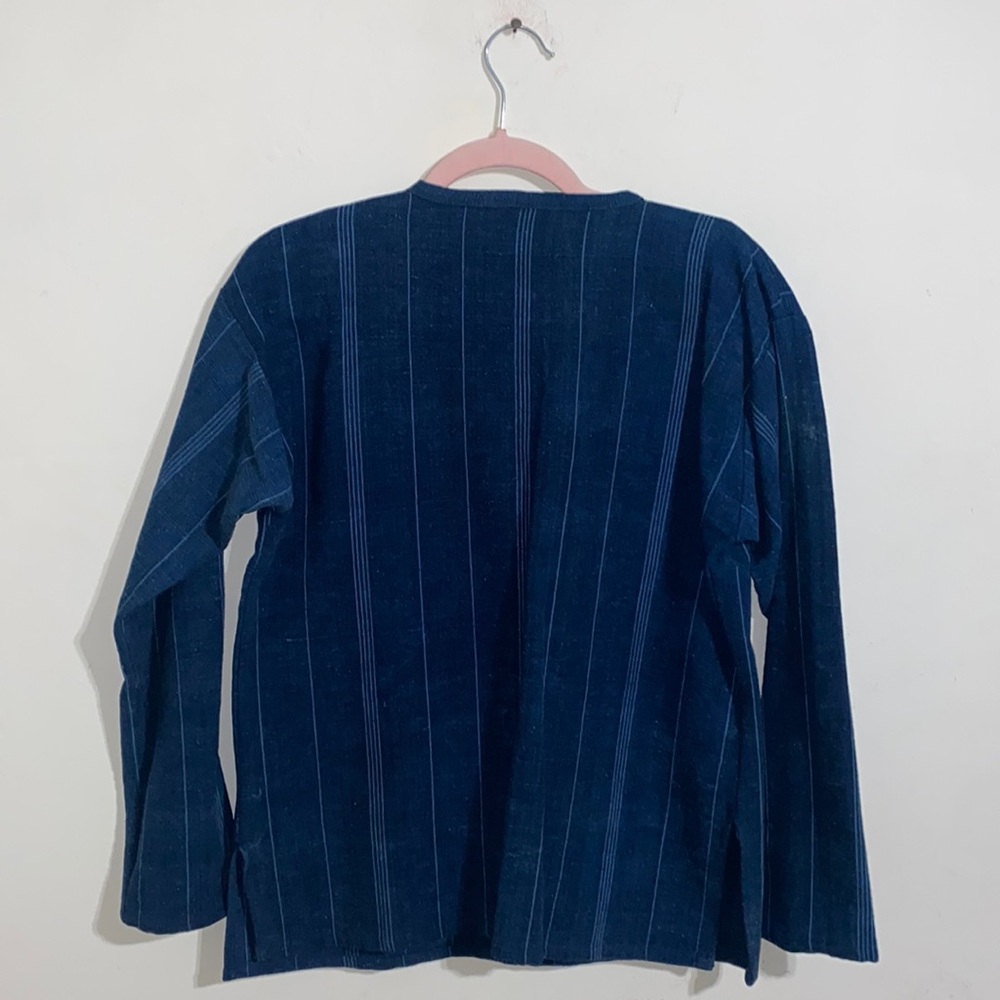 Vintage Embroidered Guatemalan Indigo Ethnic Denim 1970’s Blouse - Picture 3 of 9